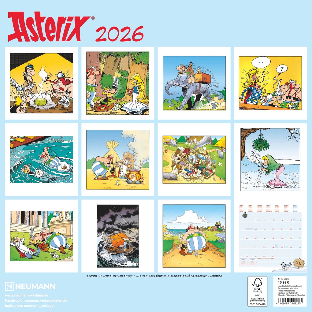 Weitere Ansicht: N Neumann - Asterix 2026 - Wandkalender Broschürenkalender 30x30 cm (offen 30x60 cm) mit 12 Monatsbl | Neumann Verlage GmbH & Co. KG