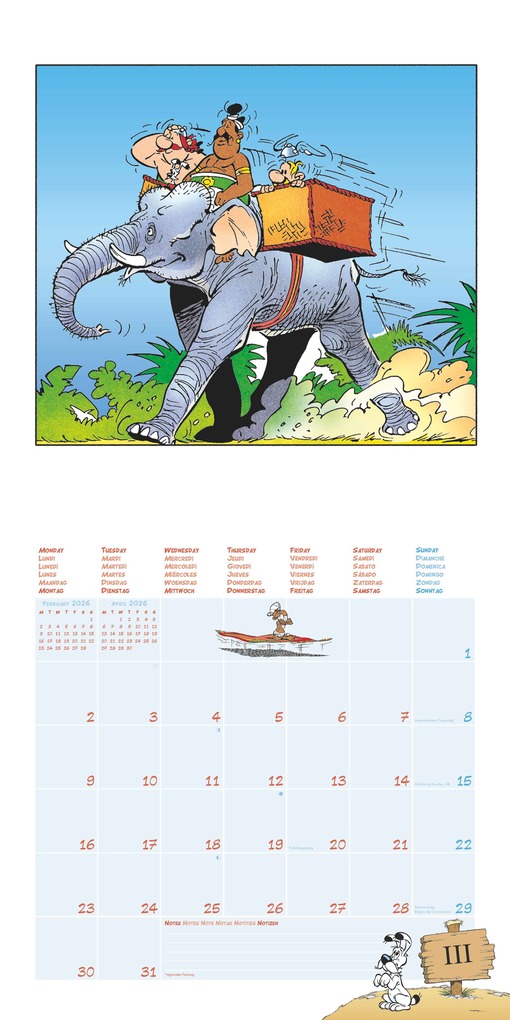 Weitere Ansicht: N Neumann - Asterix 2026 - Wandkalender Broschürenkalender 30x30 cm (offen 30x60 cm) mit 12 Monatsbl | Neumann Verlage GmbH & Co. KG