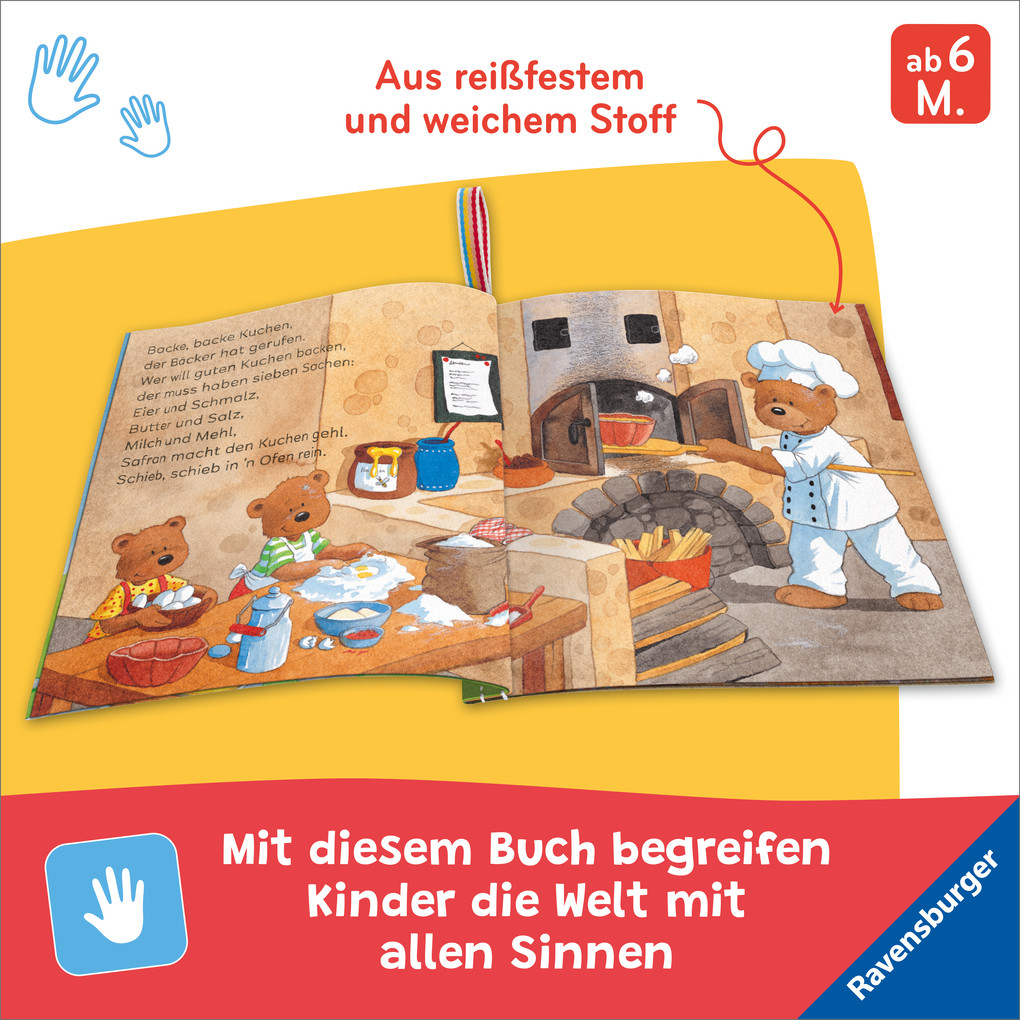 Weitere Ansicht: Mein Knuddel-Knautsch-Buch: Alle meine Kinderreime; weiches Stoffbuch, waschbares Badebuch, Babyspielzeug ab 6 Monate | Volksgut