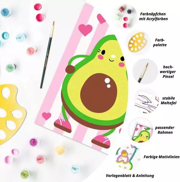 Weitere Ansicht: CreArt, Malen nach Zahlen Kinder - Avocado