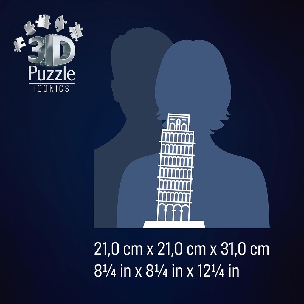 Weitere Ansicht: 3D Puzzle Iconics: Schiefer Turm von Pisa - mit Licht