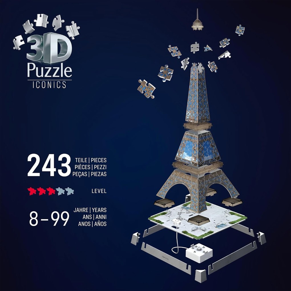 Weitere Ansicht: 3D Puzzle Iconics: Eiffelturm - mit Licht