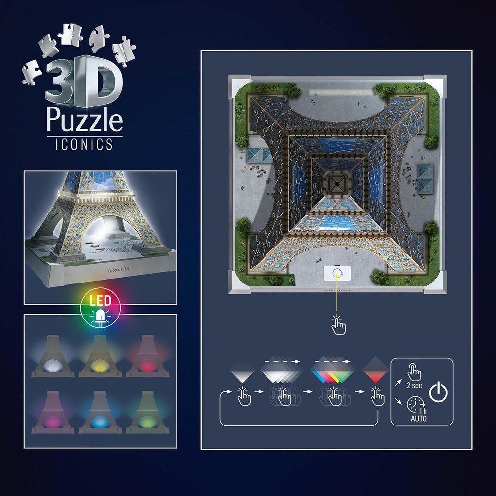 Weitere Ansicht: 3D Puzzle Iconics: Eiffelturm - mit Licht