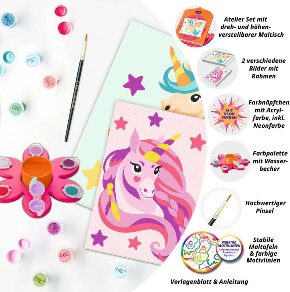 Weitere Ansicht: CreArt, Malen nach Zahlen Kinder - Neon Atelier Einhorn
