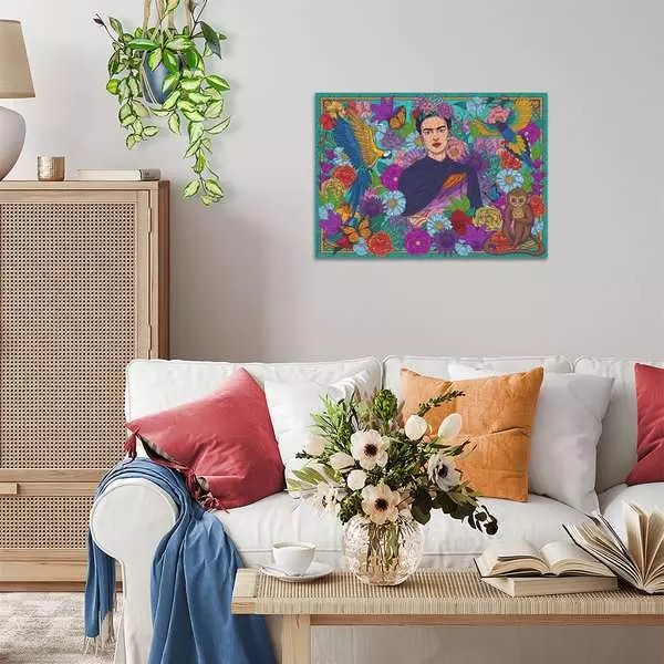 Weitere Ansicht: Erwachsenenpuzzle 1000 Teile - Frida Kahlo's Paradies: Papageien, Affen und Blüten