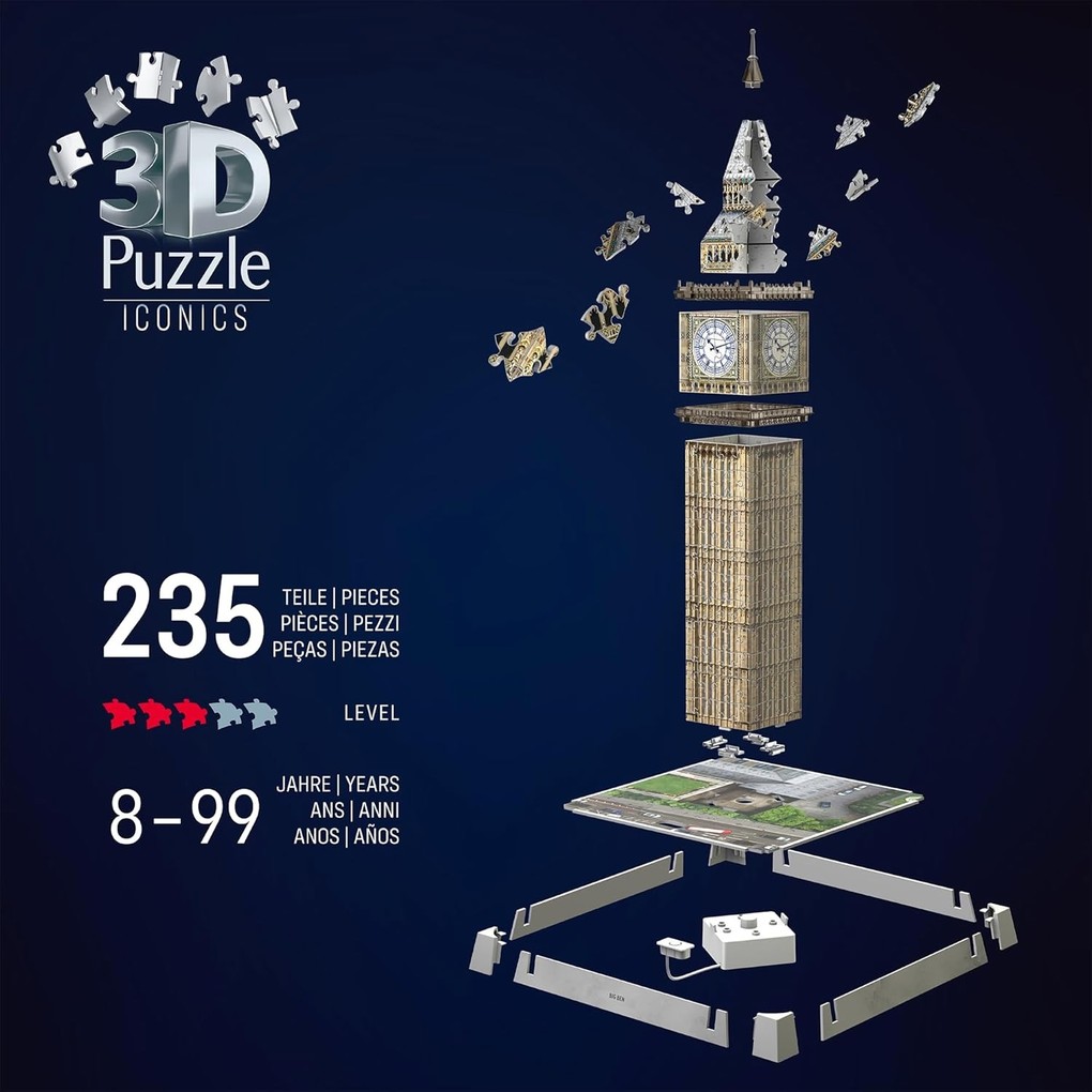 Weitere Ansicht: 3D Puzzle Iconics: Big Ben - mit Licht