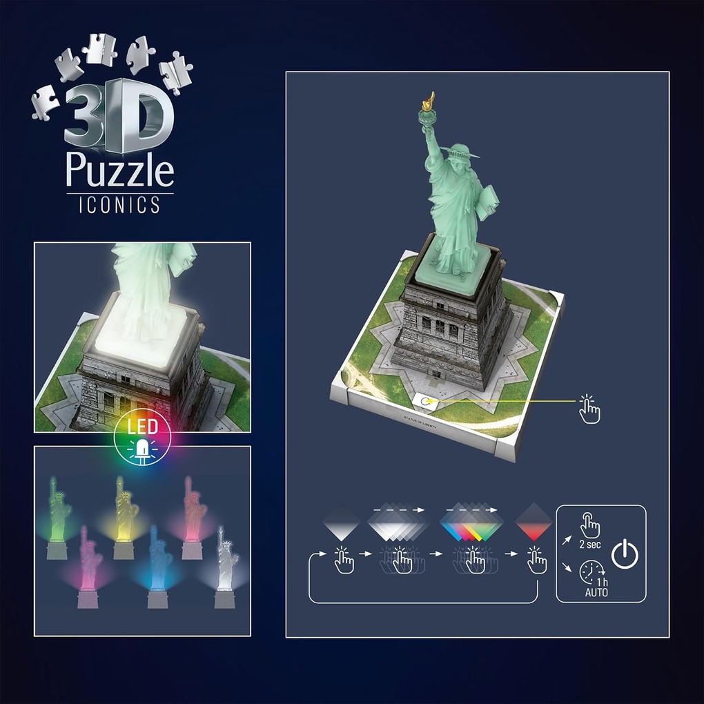 Weitere Ansicht: 3D Puzzle Iconics: Freiheitsstatue - mit Licht