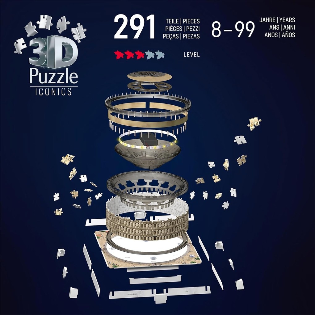 Weitere Ansicht: 3D Puzzle Iconics: Kolosseum Rom - mit Licht