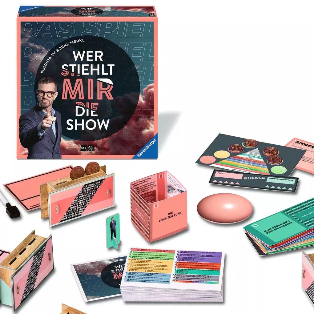 Weitere Ansicht: Wer stiehlt mir die Show? - Gesellschaftsspiel & Brettspiel ab 10 Jahre | Jens Merkl, Florida TV, Seven. One Commerce