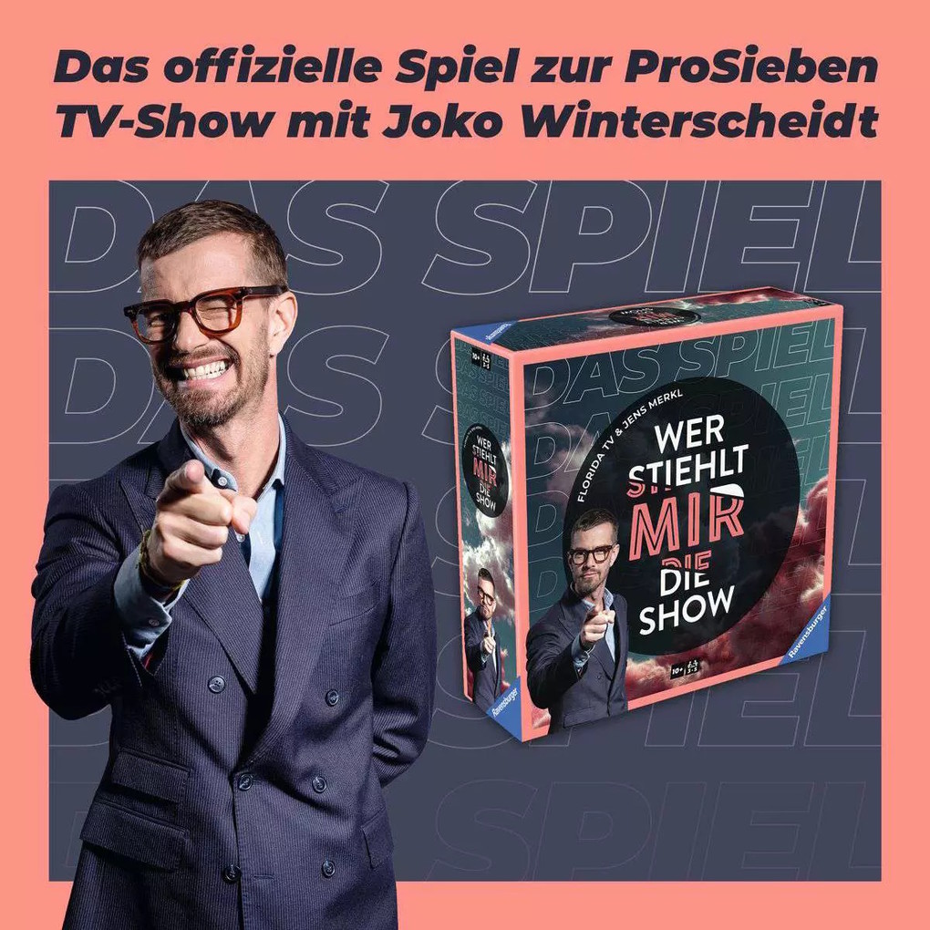 Weitere Ansicht: Wer stiehlt mir die Show? - Gesellschaftsspiel & Brettspiel ab 10 Jahre | Jens Merkl, Florida TV, Seven. One Commerce