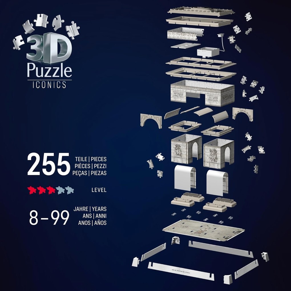 Weitere Ansicht: 3D Puzzle Iconics: Triumphbogen Paris - mit Licht