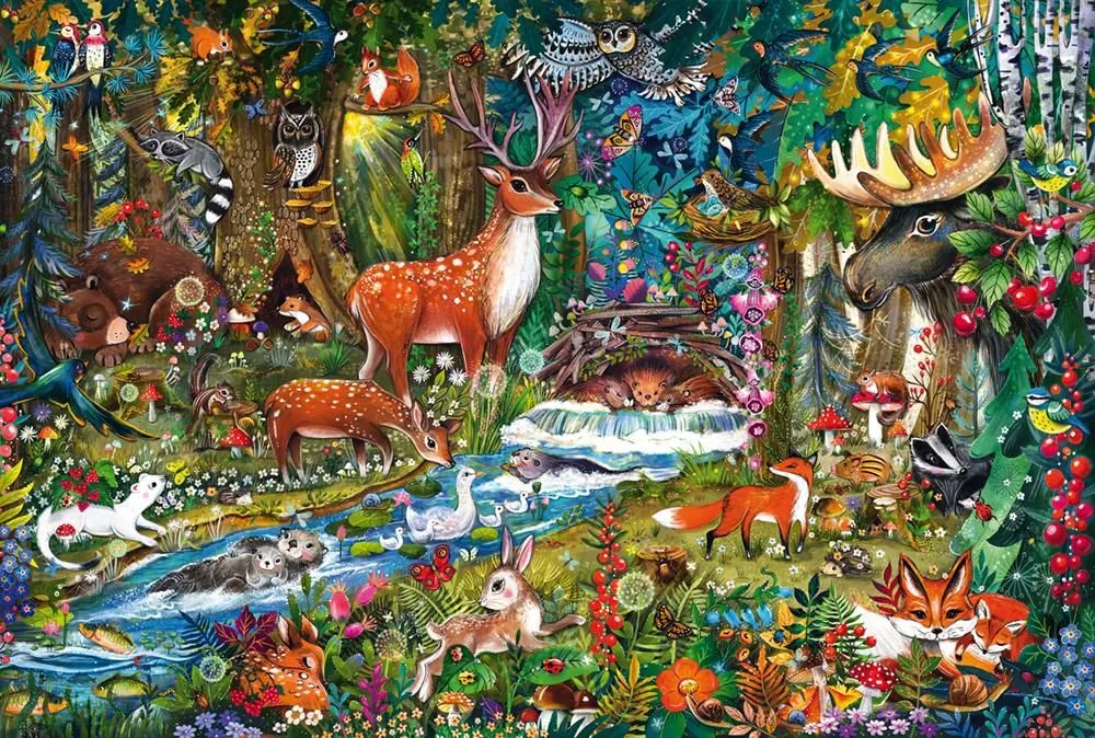 Weitere Ansicht: Schmidt 56532 - Tiere in den Wäldern Europas, Puzzle mit Poster, 150 Teile aus NATPAX® Graspappe