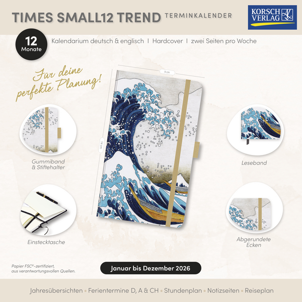 Weitere Ansicht: Buchkalender Times Small12 Trend Welle 2026