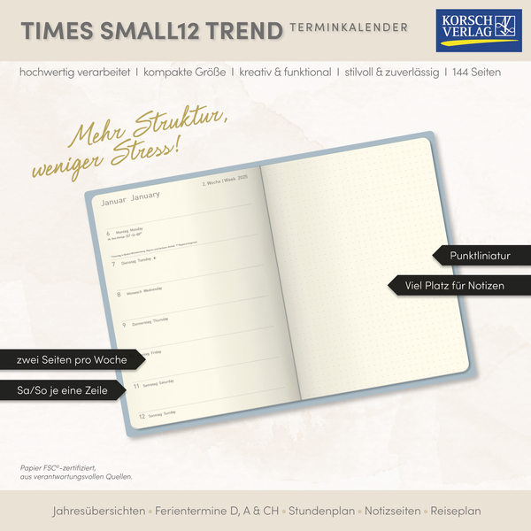 Weitere Ansicht: Buchkalender Times Small12 Trend Welle 2026