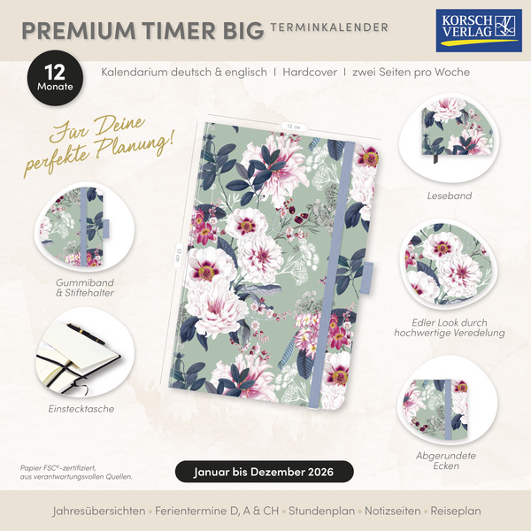 Weitere Ansicht: Premium Timer Big "Romantic Flowers" 2026