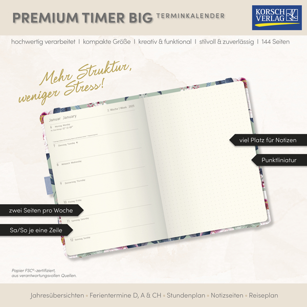 Weitere Ansicht: Premium Timer Big "Romantic Flowers" 2026