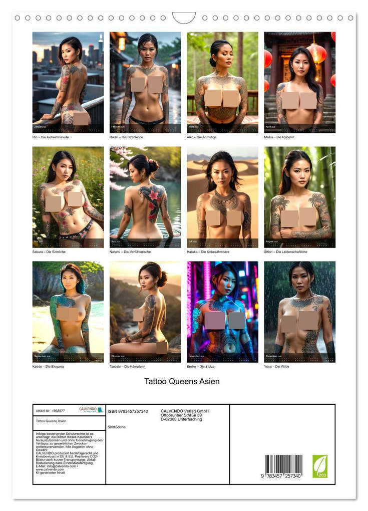 Weitere Ansicht: Tattoo Queens Asien (Wandkalender 2026 DIN A3 hoch), CALVENDO Monatskalender | Calvendo, ShirtScene, ShirtScene ShirtScene