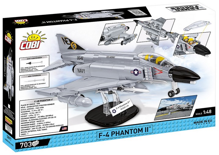 Weitere Ansicht: COBI Armed Forces 5897 - F-4 Phantom II USS Midway, Überschall-Mehrzweckjäger, Maßstab 1:48, Bausatz, 703 Teile