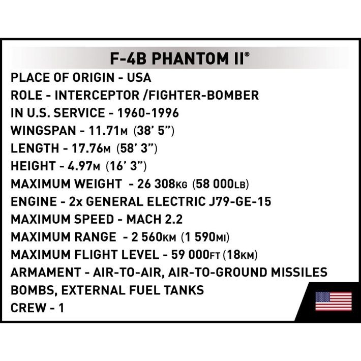 Weitere Ansicht: COBI Armed Forces 5897 - F-4 Phantom II USS Midway, Überschall-Mehrzweckjäger, Maßstab 1:48, Bausatz, 703 Teile