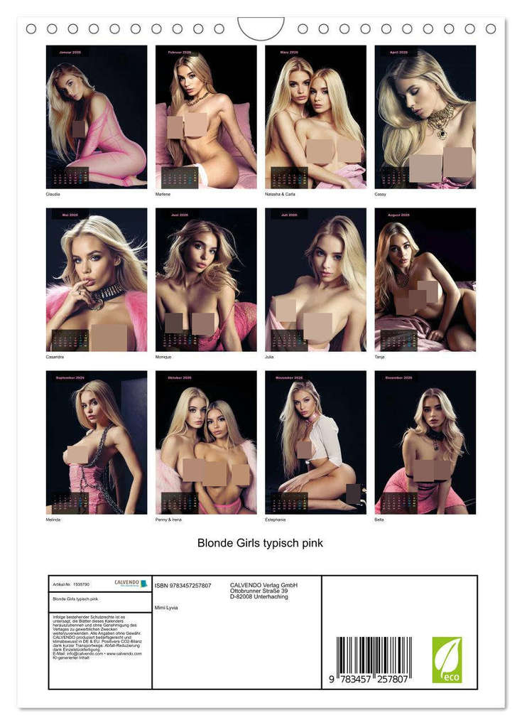 Weitere Ansicht: Blonde Girls typisch pink (Wandkalender 2026 DIN A4 hoch), CALVENDO Monatskalender | Mimi Lyvia, Calvendo