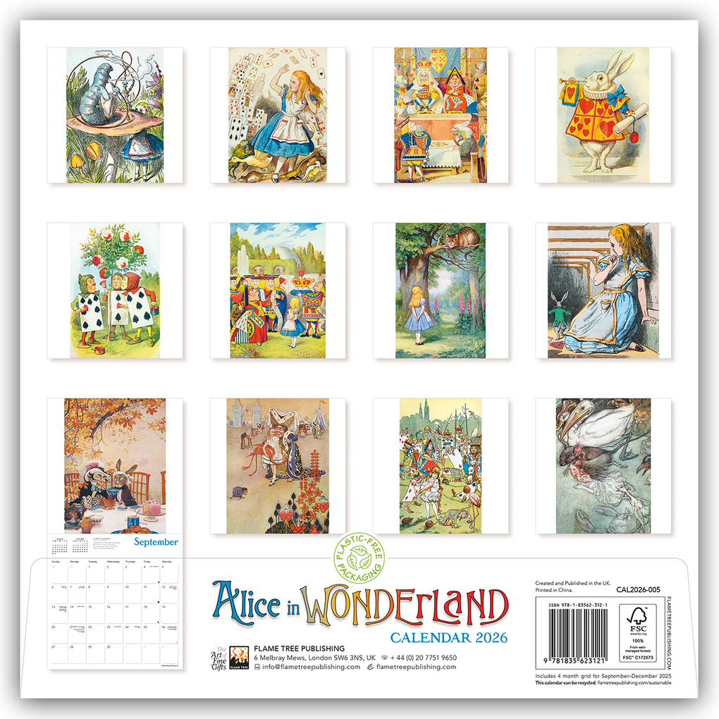 Weitere Ansicht: Alice's Adventures in Wonderland Wall Calendar 2026 (Art Calendar) | Flame Tree Publishing