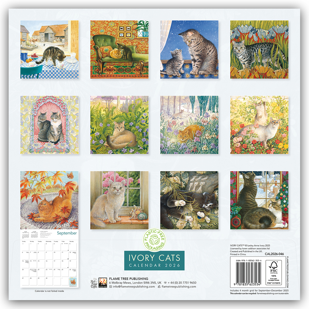 Weitere Ansicht: Ivory Cats - Lesley Anne Ivorys Katzen 2026 - Original Flame Tree Publishing-Kalender [Kalender] | Tree Flame, Flame Tree Publishing