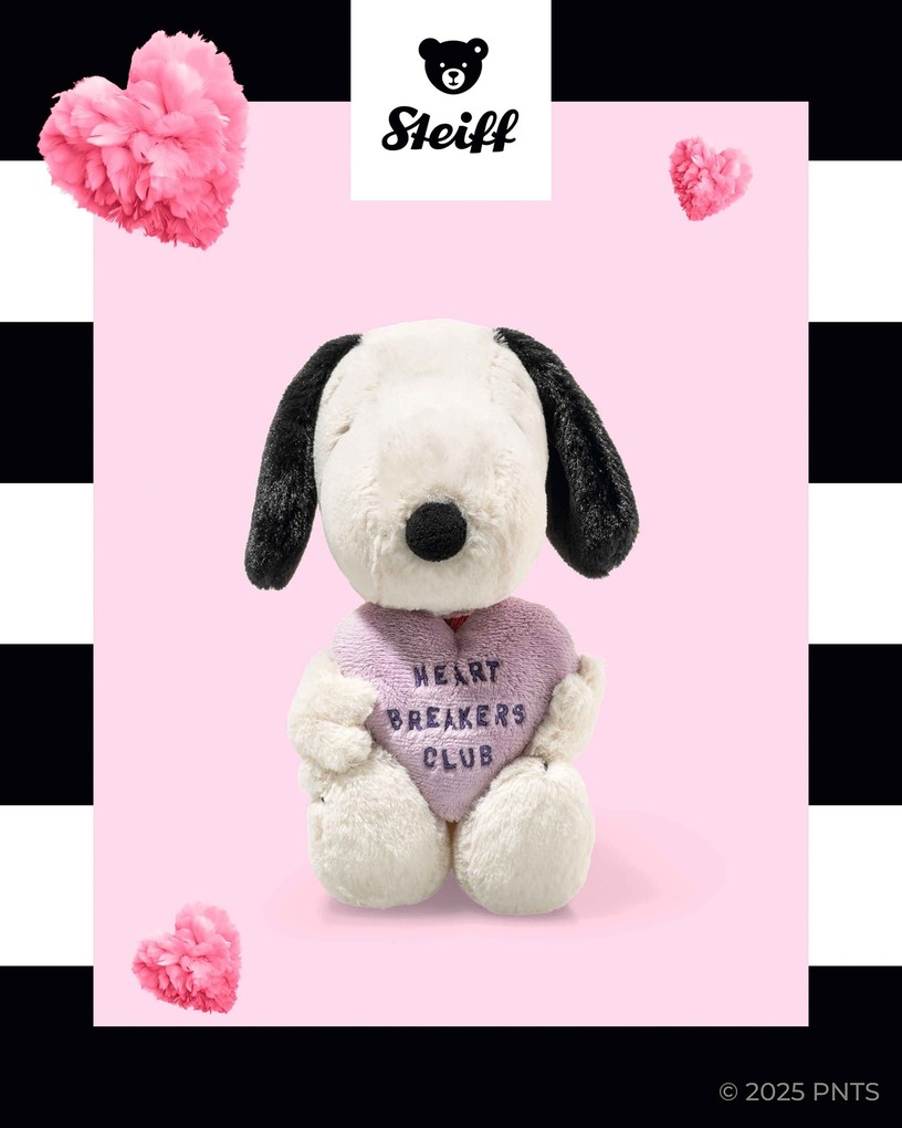 Weitere Ansicht: Steiff 024450 - Snoopy Heartbreakers Club, 22 cm, Plüsch-Hund aus der Comicserie Peanuts