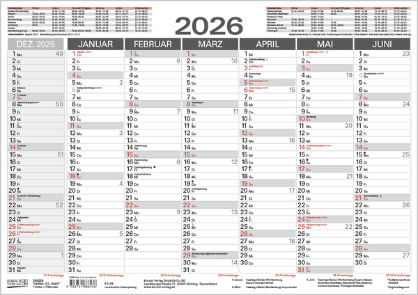 Weitere Ansicht: Tafelkalender A3 "Stabil" 2026