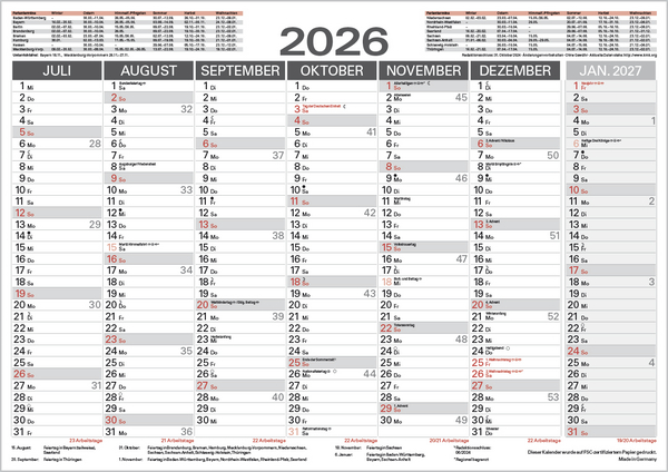 Weitere Ansicht: Tafelkalender A3 "Stabil" 2026