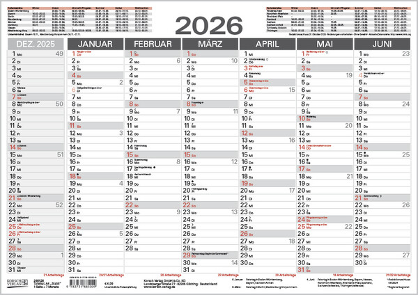 Weitere Ansicht: Tafelkalender A4 "Stabil" 2026