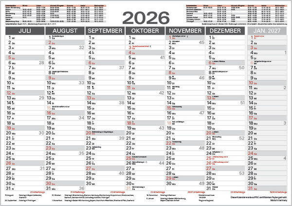 Weitere Ansicht: Tafelkalender A4 "Stabil" 2026