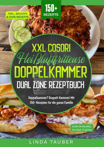Produktbild: XXL Cosori Heißluftfritteuse Doppelkammer Dual Zone Rezeptbuch | Linda Tauber