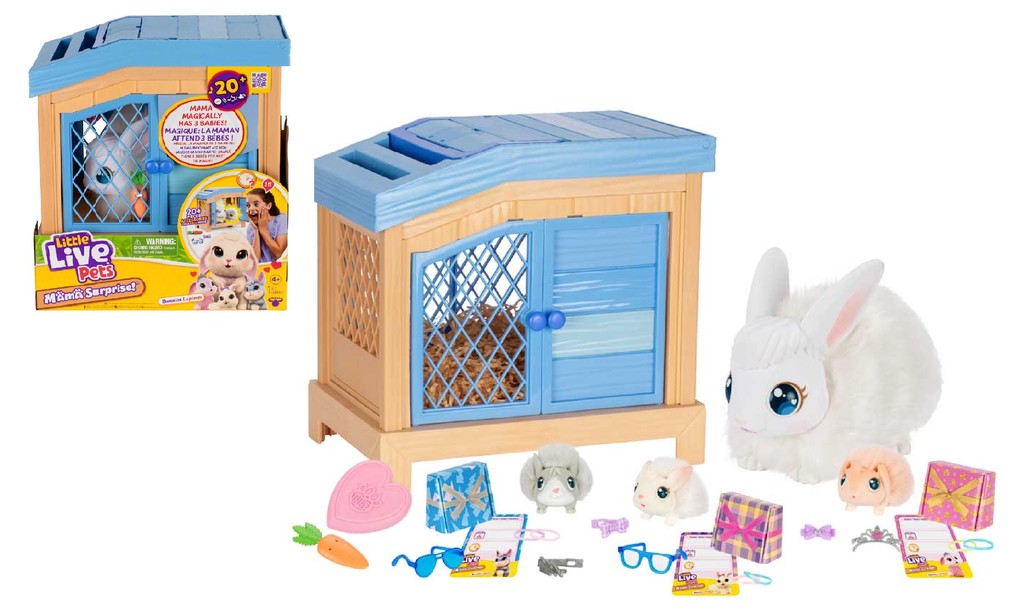Produktbild: Moose Toys 300212 - Little Live Pets, Mama Surprise Spielset Interaktiv, Hasen-Mama mit 3 Häschen-Babys und Zubehör