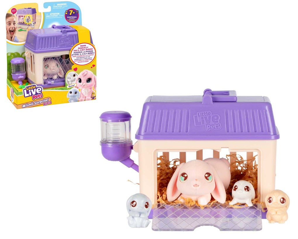 Produktbild: Moose Toys 300300 - Little Live Pets, Mama Surprise Mini Spielset Bunny, Interaktive Mini-Hasen Mama mit 4 Babys und Zubehör