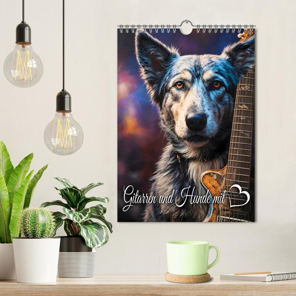 Weitere Ansicht: Gitarren und Hunde mit Herz (Wandkalender 2026 DIN A4 hoch), CALVENDO Monatskalender | Calvendo, Renate Utz