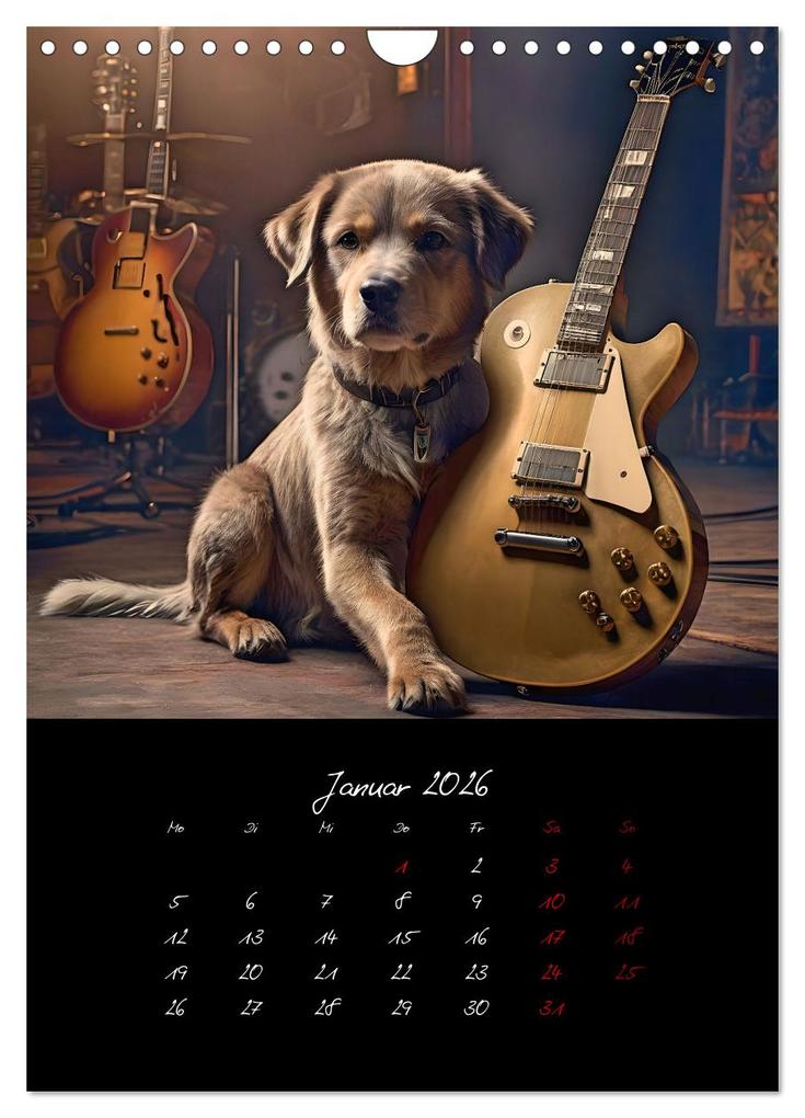 Weitere Ansicht: Gitarren und Hunde mit Herz (Wandkalender 2026 DIN A4 hoch), CALVENDO Monatskalender | Calvendo, Renate Utz