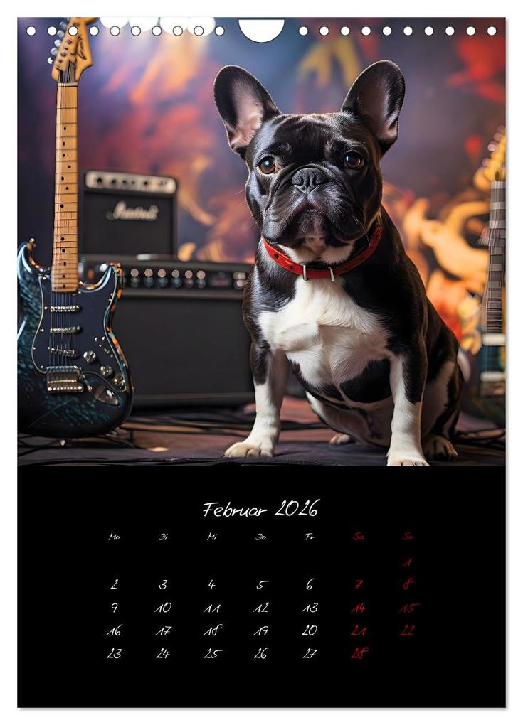 Weitere Ansicht: Gitarren und Hunde mit Herz (Wandkalender 2026 DIN A4 hoch), CALVENDO Monatskalender | Calvendo, Renate Utz