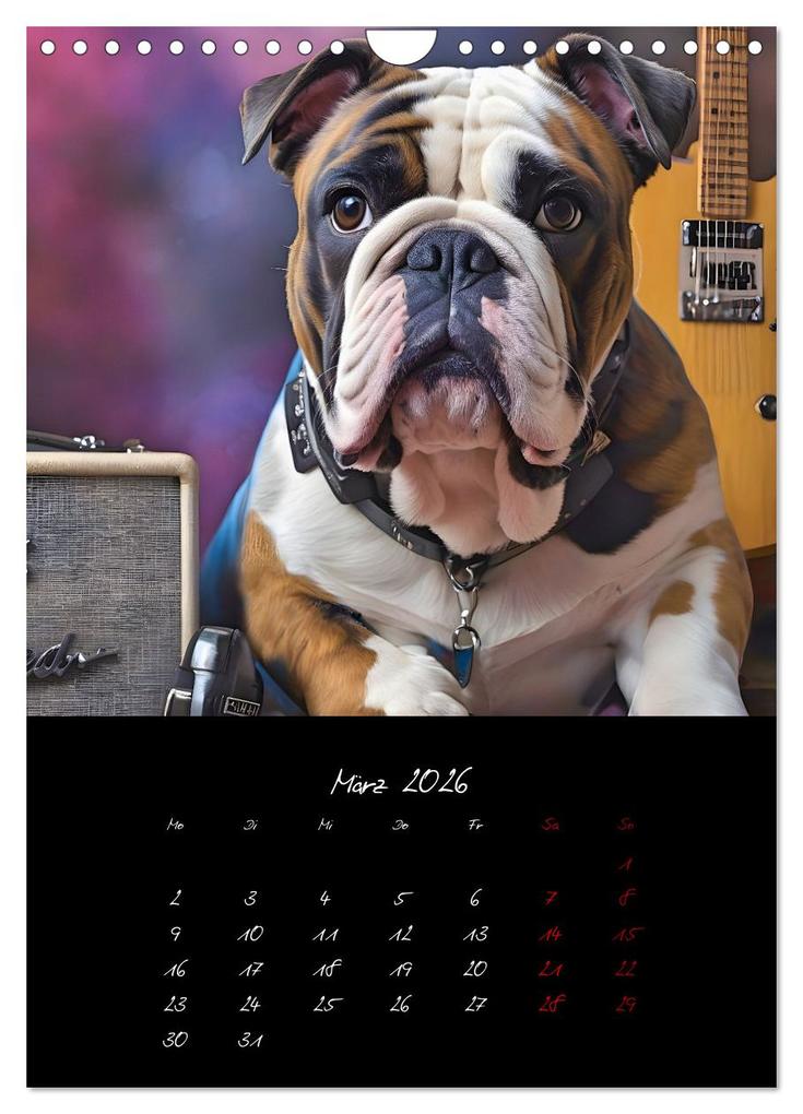 Weitere Ansicht: Gitarren und Hunde mit Herz (Wandkalender 2026 DIN A4 hoch), CALVENDO Monatskalender | Calvendo, Renate Utz