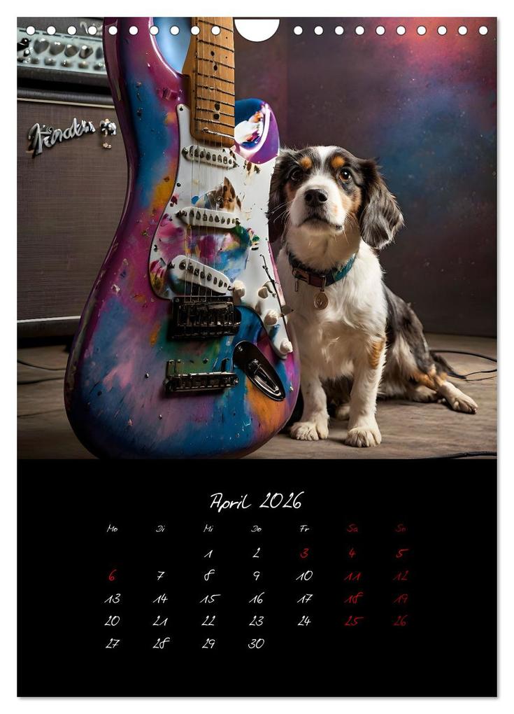 Weitere Ansicht: Gitarren und Hunde mit Herz (Wandkalender 2026 DIN A4 hoch), CALVENDO Monatskalender | Calvendo, Renate Utz
