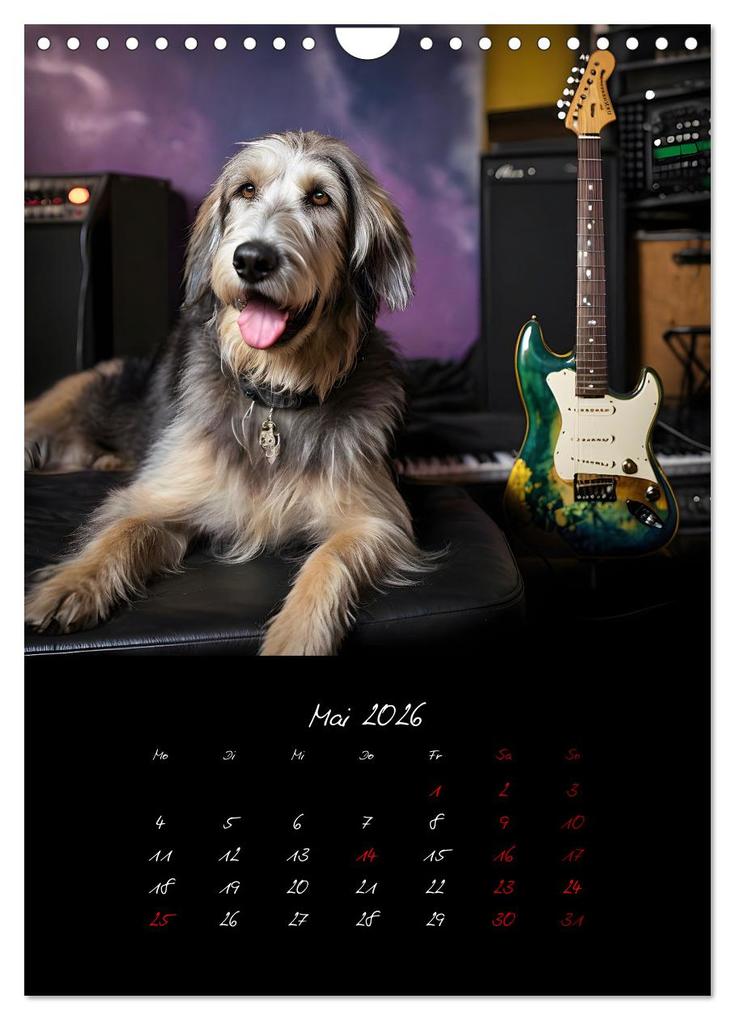 Weitere Ansicht: Gitarren und Hunde mit Herz (Wandkalender 2026 DIN A4 hoch), CALVENDO Monatskalender | Calvendo, Renate Utz