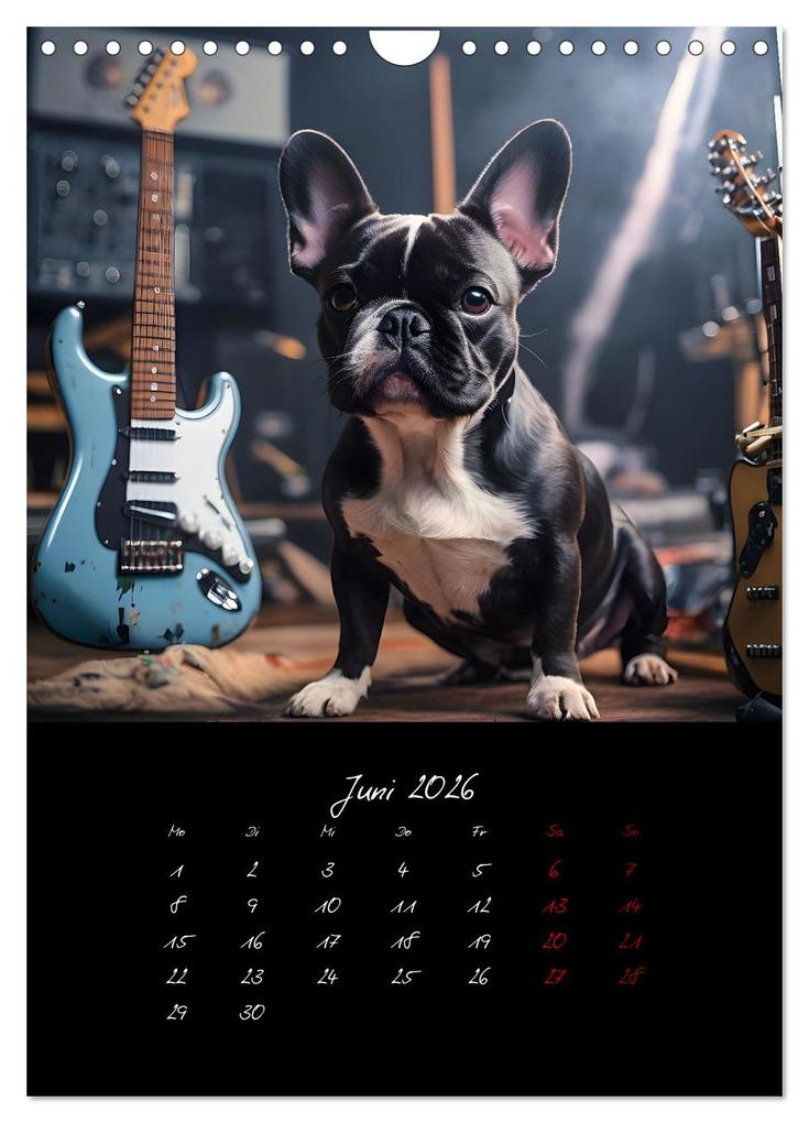 Weitere Ansicht: Gitarren und Hunde mit Herz (Wandkalender 2026 DIN A4 hoch), CALVENDO Monatskalender | Calvendo, Renate Utz