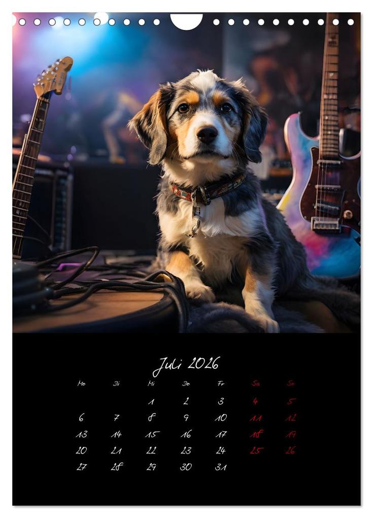 Weitere Ansicht: Gitarren und Hunde mit Herz (Wandkalender 2026 DIN A4 hoch), CALVENDO Monatskalender | Calvendo, Renate Utz