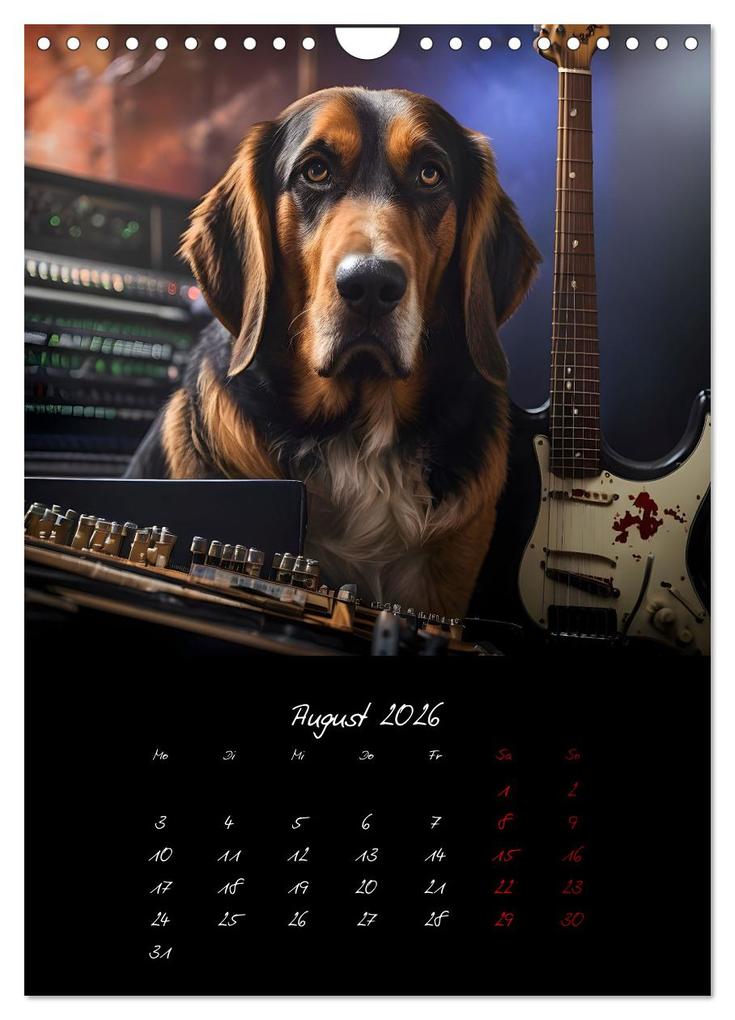 Weitere Ansicht: Gitarren und Hunde mit Herz (Wandkalender 2026 DIN A4 hoch), CALVENDO Monatskalender | Calvendo, Renate Utz