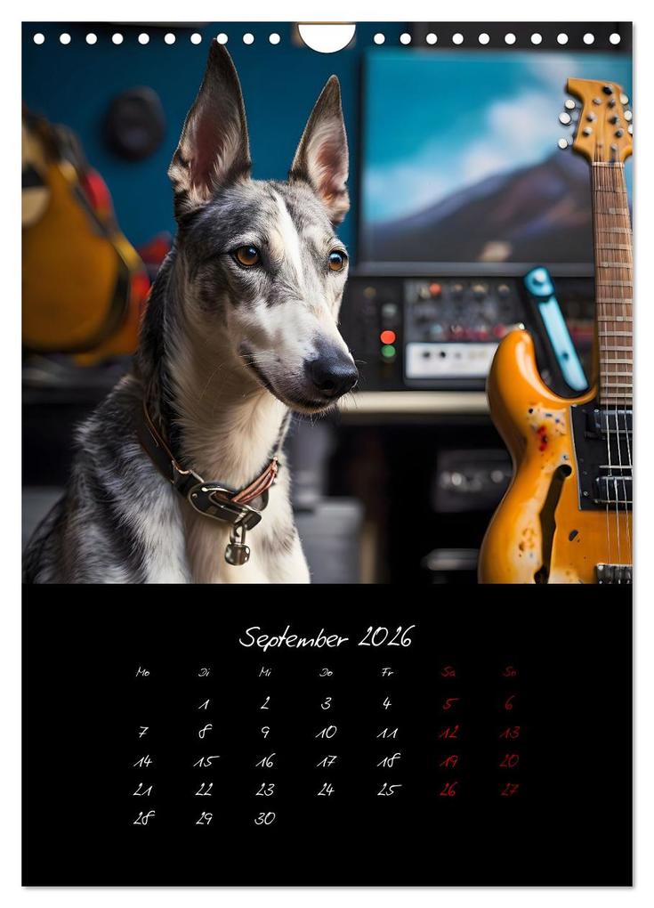 Weitere Ansicht: Gitarren und Hunde mit Herz (Wandkalender 2026 DIN A4 hoch), CALVENDO Monatskalender | Calvendo, Renate Utz