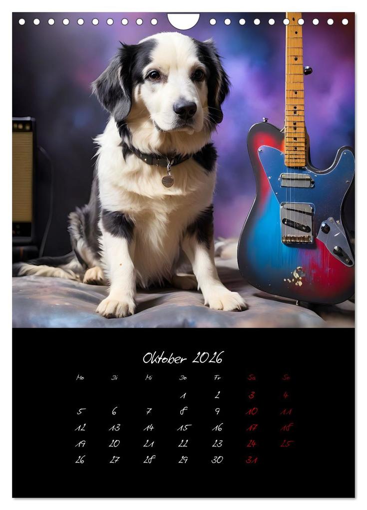 Weitere Ansicht: Gitarren und Hunde mit Herz (Wandkalender 2026 DIN A4 hoch), CALVENDO Monatskalender | Calvendo, Renate Utz