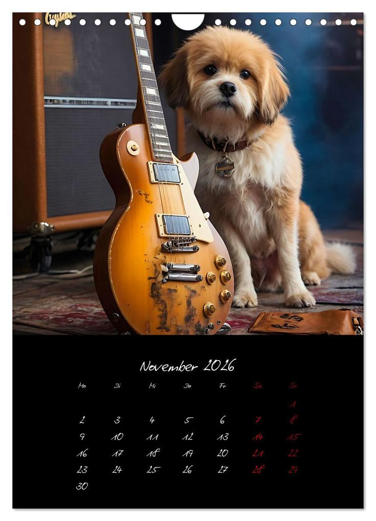 Weitere Ansicht: Gitarren und Hunde mit Herz (Wandkalender 2026 DIN A4 hoch), CALVENDO Monatskalender | Calvendo, Renate Utz