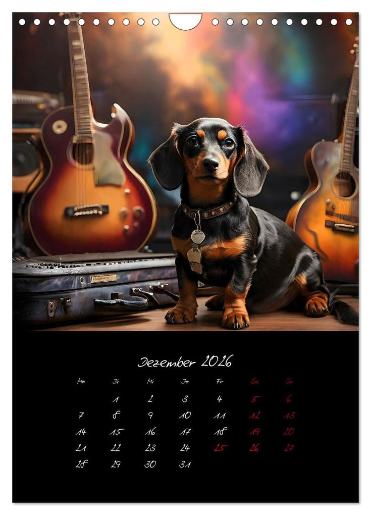 Weitere Ansicht: Gitarren und Hunde mit Herz (Wandkalender 2026 DIN A4 hoch), CALVENDO Monatskalender | Calvendo, Renate Utz