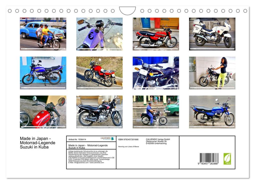 Weitere Ansicht: Made in Japan - Motorrad-Legende Suzuki in Kuba (Wandkalender 2026 DIN A4 quer), CALVENDO Monatskalender | Henning von Löwis of Menar, Calvendo
