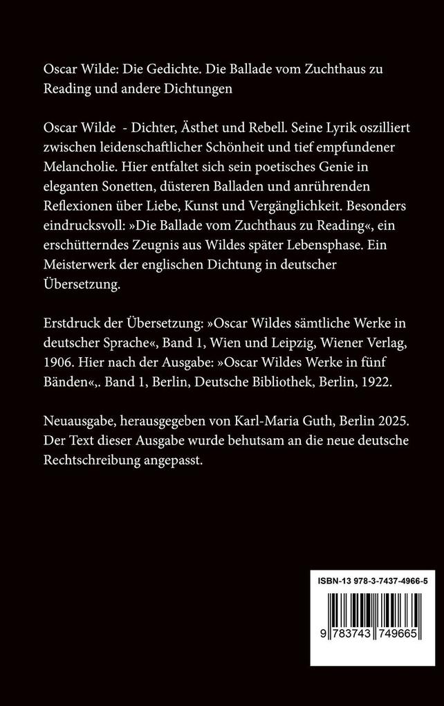 Weitere Ansicht: Die Gedichte | Oscar Wilde