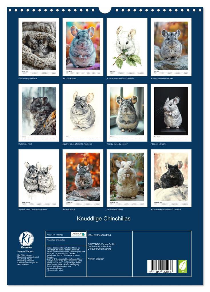 Weitere Ansicht: Knuddlige Chinchillas (Wandkalender 2026 DIN A3 hoch), CALVENDO Monatskalender | Kerstin Waurick, Calvendo